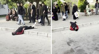 Uyuşturucu bağımlısı durak yanında uyuyakaldı