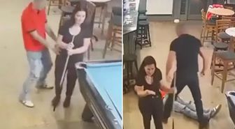 Karısını taciz eden adamı yumrukla yere serdi! İzleyenler ikiye bölündü