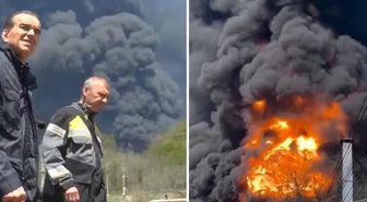 Ukrayna'nın vurduğu petrol rafinerisindeki yangın devam ediyor