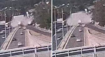 İzmir'de bir polis memurunun şehit olduğu, 2 kişinin hayatını kaybettiği kaza güvenlik kamerasında