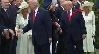 Trump seremoni sırasında Kraliçe Camilla’nın önüne geçti