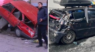 Bağcılar'da park halindeyken sürüklenen kamyon 8 araca çarptı