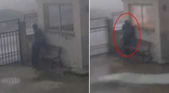 Gaziantep'te fırtınaya yakalanan çobanın zor anları kamerada