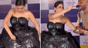 Bollywood oyuncusu yenilebilir elbisesini davetlilere ikram etti