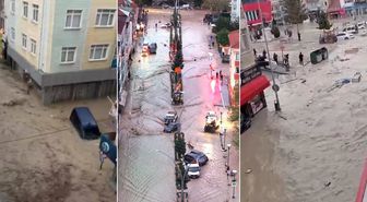 Samsun'u vuran selin geldiği anlar kamerada