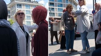 Fast-food zincirinin şubesini protesto eden gruba sözlü saldırı