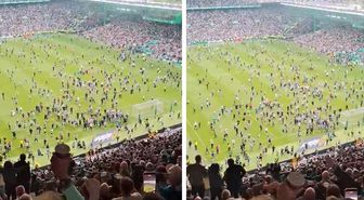 Celtic taraftarı sevinçten sahaya inmişti! Şampiyonluk el değiştirebilir