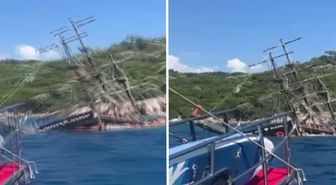 Marmaris’te batan tur teknesinin suya gömülme anları ortaya çıktı