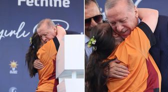 Sahneye fırlayan miniğin Erdoğan sevgisi yürekleri ısıttı