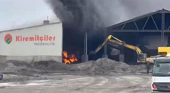 Edirne'de eylemin sürdüğü maden tesisinde yangın çıktı