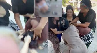 Genç kadını çocuğunun yanında hem dövdüler hem de videoya çektiler