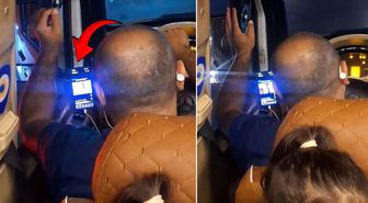Esenyurt'ta minibüs şoförünün seyir halindeyken video izlediği anlar kamerada