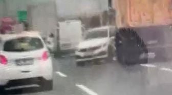 Kuzey Marmara Otoyolu’nda katliam gibi kaza ucuz atlatıldı! Otomobili metrelerce sürükledi