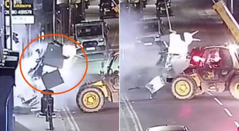 Film gibi soygun: Çalıntı iş makinesiyle ATM'yi duvardan söküp kaçtılar