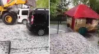 Kars'ta fındık büyüklüğünde dolu yağdı: Akyaka ve Arpaçay beyaza büründü