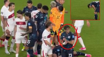 Türkiye'ye gol atan Paraguaylı futbolcu hakemin kolundaki saati çalmış
