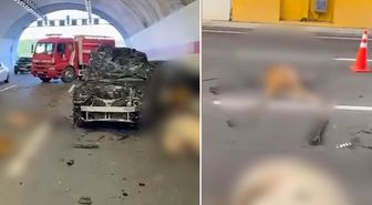 Tünelde ortalık savaş alanı! Araçlar hurdaya döndü, 10 inek telef oldu