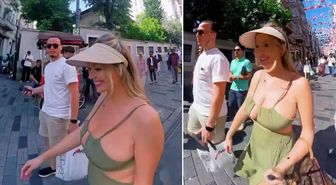 Rus kadın Taksim'e böyle çıktı, gelen teklifi anında reddetti