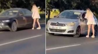 E-5'e böyle atladı, trafiği birbirine kattı