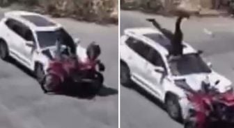15 yaşındaki çocuğun kullandığı otomobil motosiklete çarptı, sürücü ağır yaralandı