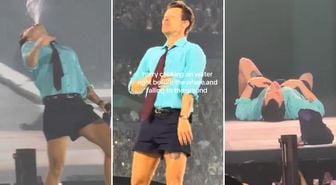 Harry Styles ağzından su püskürtürken nefessiz kaldı! Bir anda yere yığıldı