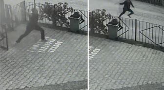 Kendisini ayağından vuran saldırgana taş atarak karşılık verdi