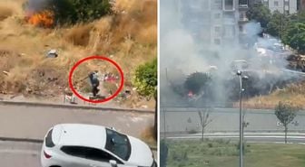 Avcılar'da yaşlı bir adam otluk alanı yakıp kaçtı
