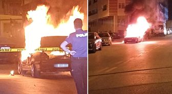 Seyir halindeki otomobil bir anda alev topuna döndü