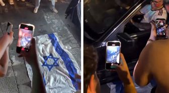İsrail bayrağını arabayla ezdiler