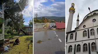 Fırtına Amasya'yı yıktı geçti: 41 evin çatısı uçtu, caminin minaresi yıkıldı