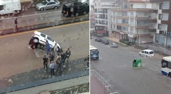 Ankara felç oldu: Yol çöktü, araç çukura düştü