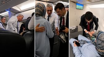 Uçakta fenalaşan yolcuya Sağlık Bakanı Memişoğlu müdahale etti