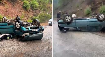Denizli'de takla atan otomobildeki baba öldü, kızı yaralandı