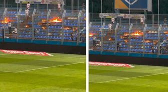 Daha fazla dayanamayıp tribünü ateşe verdiler