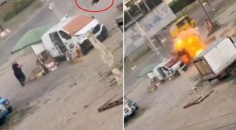 Sebze satıcısı drondan kaçtı ama kurtulamadı