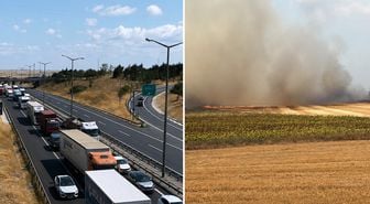 Silivri'de korkutan yangın: Alevler TEM'e dayanınca yol trafiğe kapatıldı