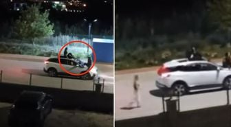 Elazığ'da ölümüne yolculuk: Aracın tavanında ve kaputunda gittiler!