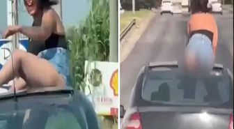 Harekete halindeki araç üstünde uygunsuz harekete gözaltı