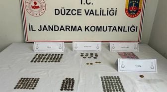 Düzce'de tarihi eser operasyonu: 196 sikke ele geçirildi