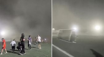 Fırtına sahayı toz bulutuna boğdu, maç yarıda kaldı