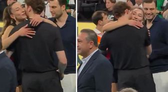 Hande Baladın maç sonrası sevgilisine koştu