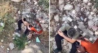 Koskoca adam ile kadının yaptıkları mide bulandırdı