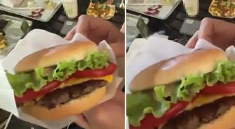 AVM'de skandal görüntü! Ünlü restoran zincirinden aldığı hamburgerden bakın ne çıktı