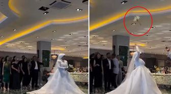 Düğün çiçeği bekleyen davetlilerin şoke olduğu an