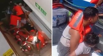 Girne'de alabora olan geminin yan yatma anı kamerada