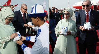 Erdoğan çiftine Kırgızistan'da asalet ve gücün sembolü hediye edildi