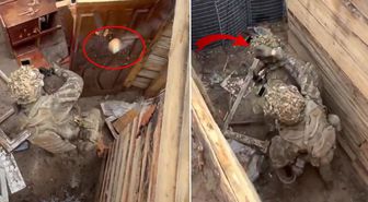 Tatbikatta tehlikeli anlar! El bombası atıldı, askerler kapıda sıkıştı