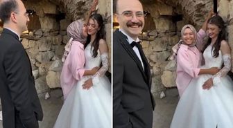 Düğün fotoğrafı çekimin şaşırtan anlar: Damattan önce fotoğrafçı öptü