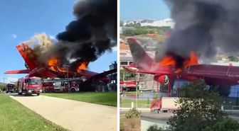 Kocaeli'de korku dolu anlar! Yanan uçağın kuyruğu bir anda koptu