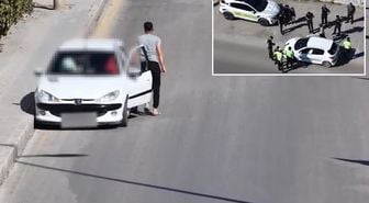 Denetimi görünce yer değiştirdi, dron saniye saniye kaydetti